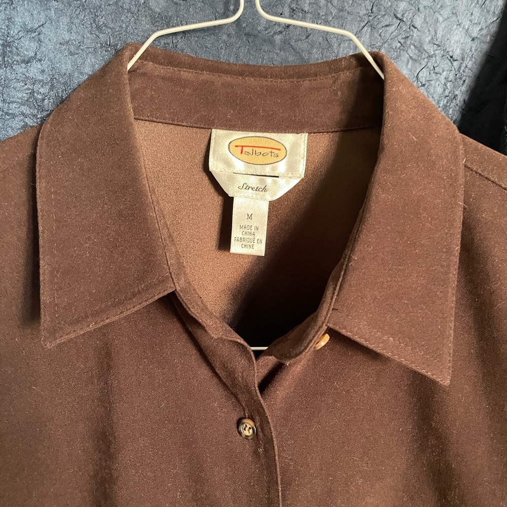 Talbot’s Faux Suede Long Sleeve Shirt Size M